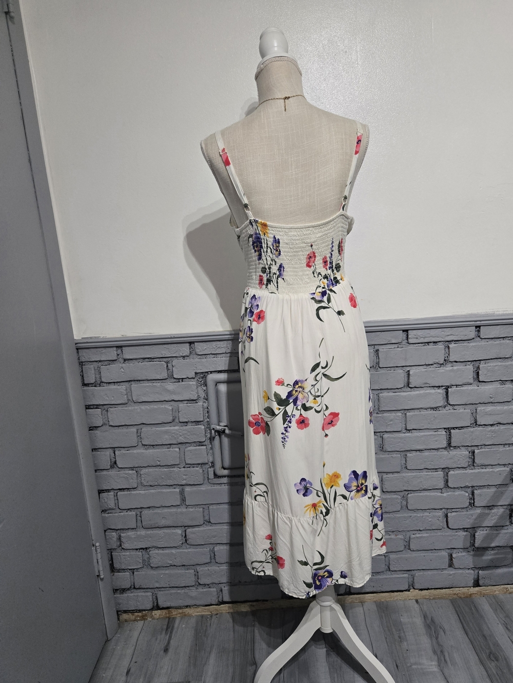Old Navy White Floral Maxi Dress with Pink, Purple & Yellow Accents - Picture 3 of 6
